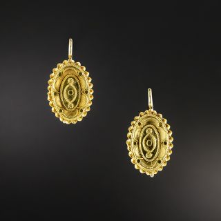Victorian Etruscan Revival Gold Earrings - 2