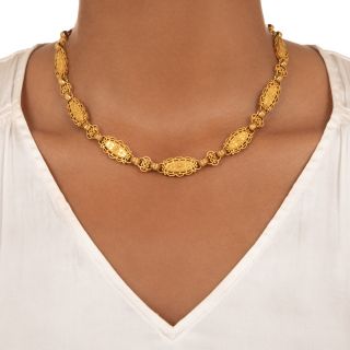 Victorian Etruscan Revival Gold Necklace
