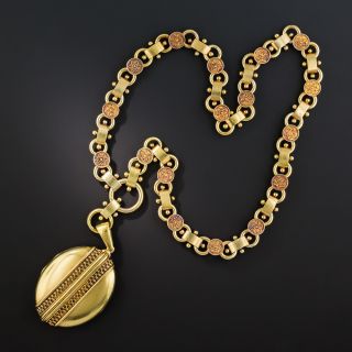 Victorian Etruscan Revival Locket Necklace  - 1