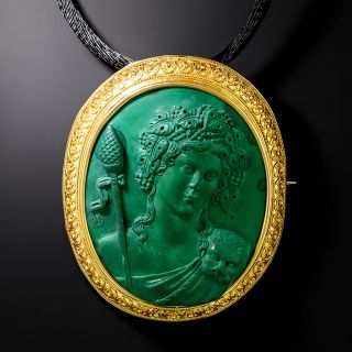 Victorian Etruscan Revival Malachite Cameo of Dionysus - 1