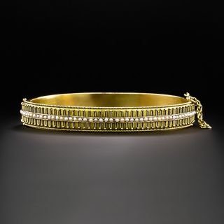 Victorian Etruscan Revival Seed Pearl Bangle Bracelet - 2
