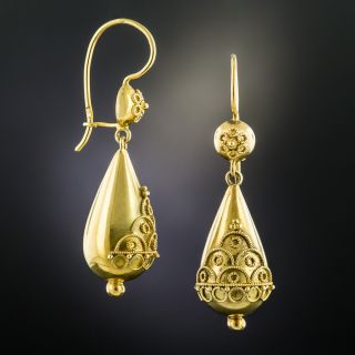 Victorian Etruscan Style Drop Earrings