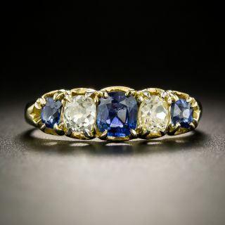 Victorian Five-Stone Sapphire and Diamond Ring - 3