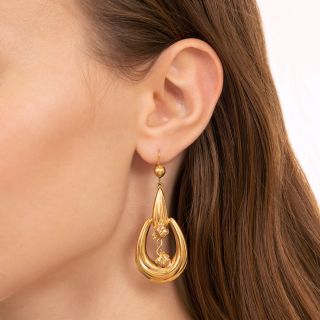 Victorian Floral Gold Dangle Earrings