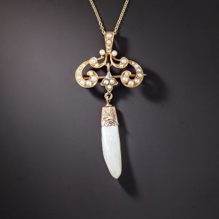 Victorian Freshwater Pearl and Seed Pearl Pendant/Brooch - 1