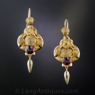 Victorian Garnet Acorn Earrings - 2
