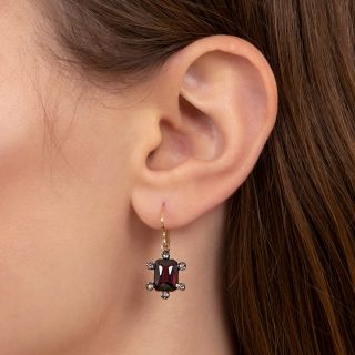 Victorian Garnet and Diamond Dangle Earrings