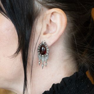 Victorian Garnet and Diamond Drop Earrings