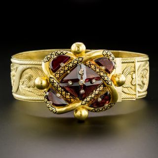 Victorian Garnet and Enamel Knot Slide Bracelet - 2