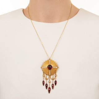 Victorian Garnet and Natural Pearl Pendant/Brooch