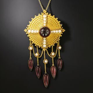 Victorian Garnet and Natural Pearl Pendant/Brooch - 2
