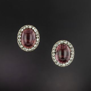 Victorian Garnet and Rose-Cut Diamond Earrings  - 2