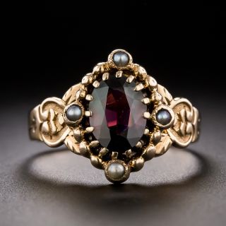 Victorian Garnet and Seed Pearl Ring - 3