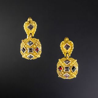Victorian Garnet Ball Earrings - 2
