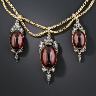 Victorian Garnet Carbuncle and Diamond Necklace - 1