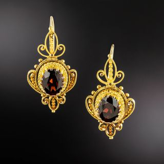Victorian Garnet Granulated Earrings - 2