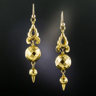 Victorian Gold Drop Earrings, Circa 1890