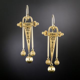 Victorian Gold Enameled Earrings  - 2