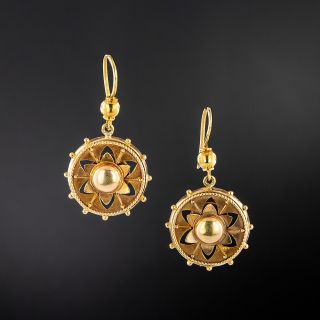 Victorian Gold Flower Earrings - 2