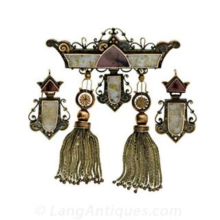Victorian Earrings and Matching Brooch - 1