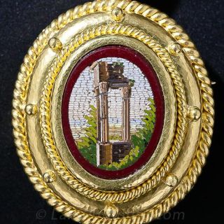Victorian "Grand Tour" Micro-Mosaic Pendant and Brooch by Elizabeth Locke - 2