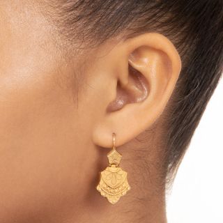 Victorian Granulated Gold Dangle Earrings