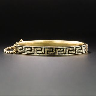 Victorian Greek Key Enamel Bangle Bracelet - 2