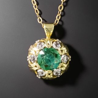 Victorian Green Tourmaline and Diamond Pendant - 2