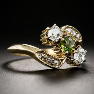 Victorian Green Tourmaline and Diamond Ring