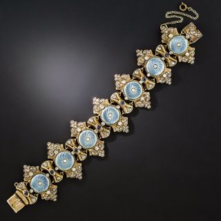 Victorian Guilloche Enamel, Diamond and Sapphire Bracelet - 4
