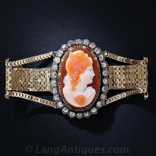 Victorian Hardstone Cameo and Diamond  Bracelet/Brooch - 1