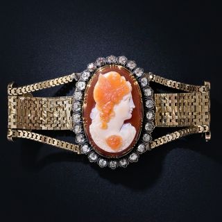 Victorian Hardstone Cameo and Diamond  Bracelet/Brooch - 1