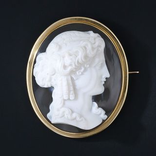 Victorian Hardstone Cameo Brooch, French - 4
