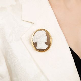Victorian Hardstone Cameo Brooch, French