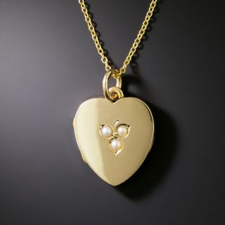 Victorian Heart-Shaped Locket with Seed Pearls - 4