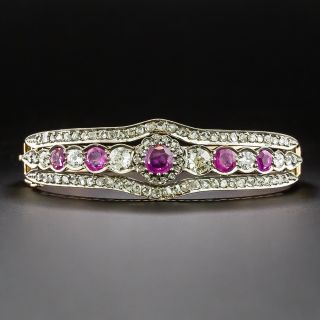Victorian-Inspired Pink Sapphire and Diamond Bangle Bracelet - 2
