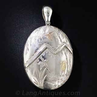 Victorian Japonesque Silver and Gold Locket