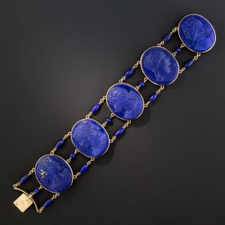 Victorian Lapis Lazuli Cameo Bracelet - 4