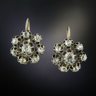 Victorian Large Diamond Cluster Earrings - 1