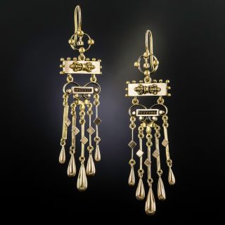 Victorian Long Dangle Fringe Earrings - 1