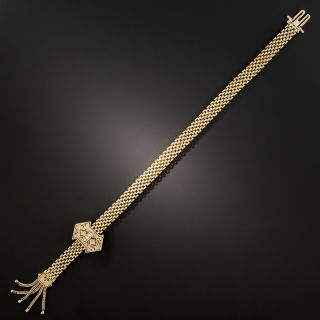Victorian Mesh Enamel and Pearl Slide Bracelet 