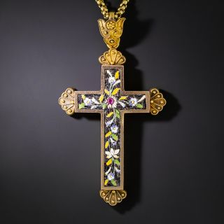 Victorian Micro-Mosaic Cross Necklace - 2