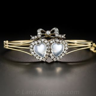 Victorian Moonstone and Diamond Bangle Bracelet