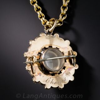 Victorian Moonstone and Pearl Pendant/Brooch Necklace
