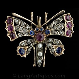 Victorian Butterfly Pin with Diamonds