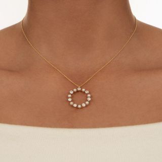 Victorian Natural Pearl and Diamond Circle Pendant