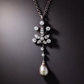 Victorian Natural Pearl and Diamond Necklace - GIA - 3