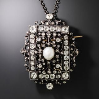 Victorian Natural Pearl and Diamond Pendant/Brooch - 2