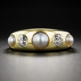 Victorian Natural Pearl and Diamond Ring