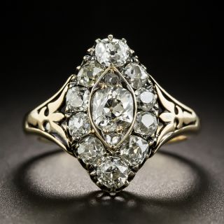 Victorian Navette Shaped Diamond Cluster Ring - 2